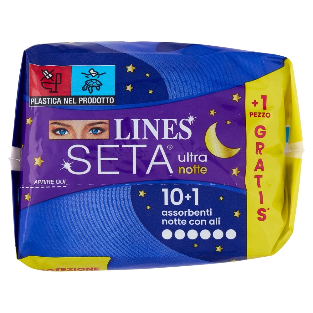 Lines Seta ultra notte con ali 10+1 pz